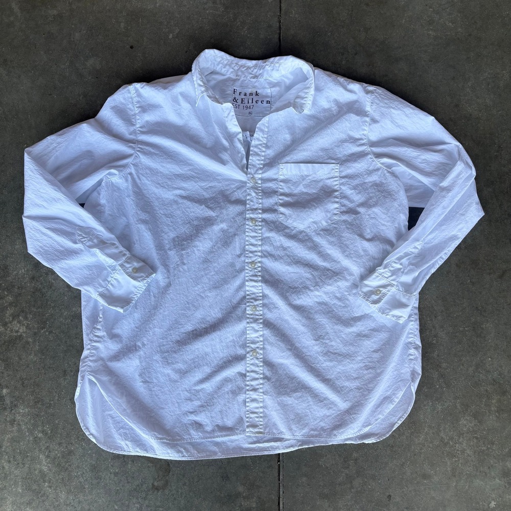 Frank & Eileen Joedy Button Up Shirt Women's XL White Boyfriend Oversized Casual